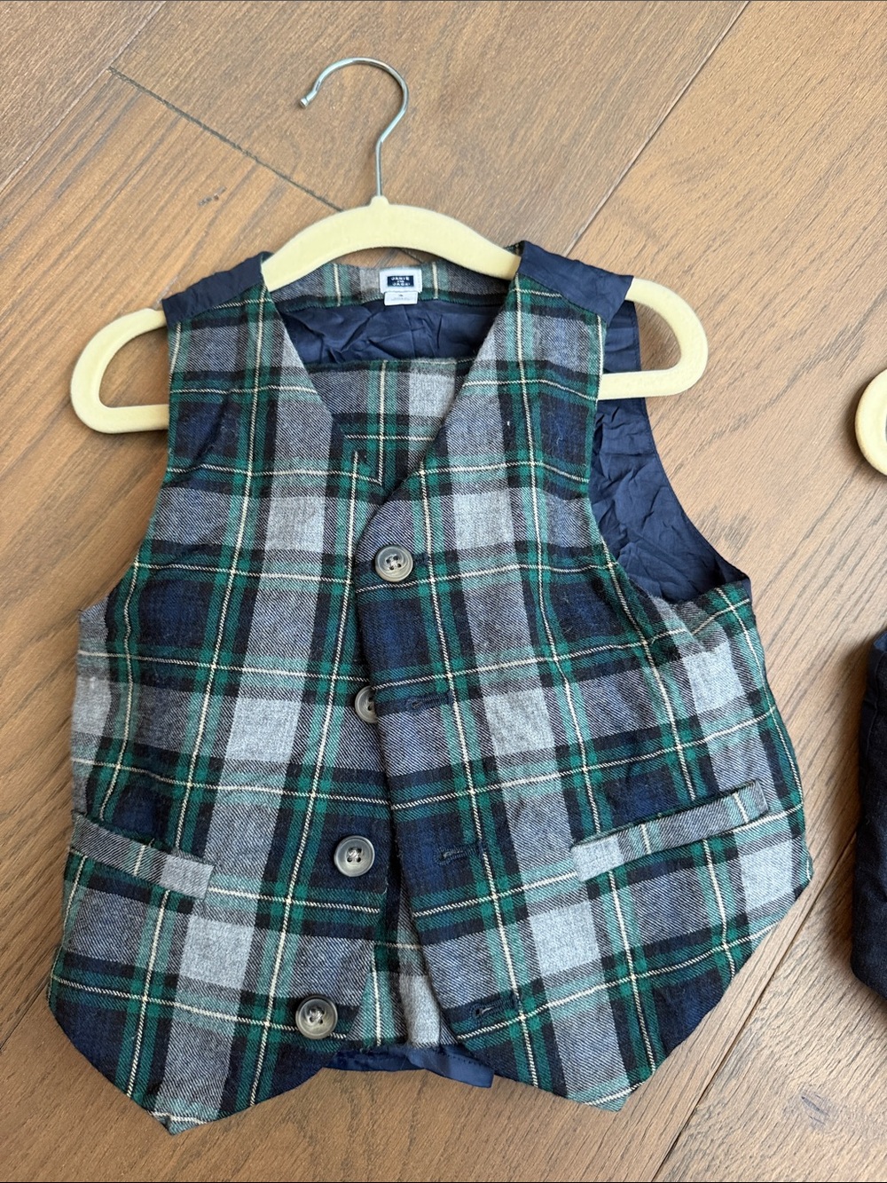 Janie and Jack Green and Navy Plaid Vest